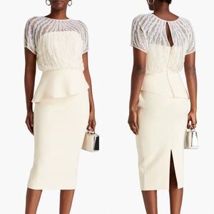 Rachel Gilbert Cole Embellished Midi Dress Cream